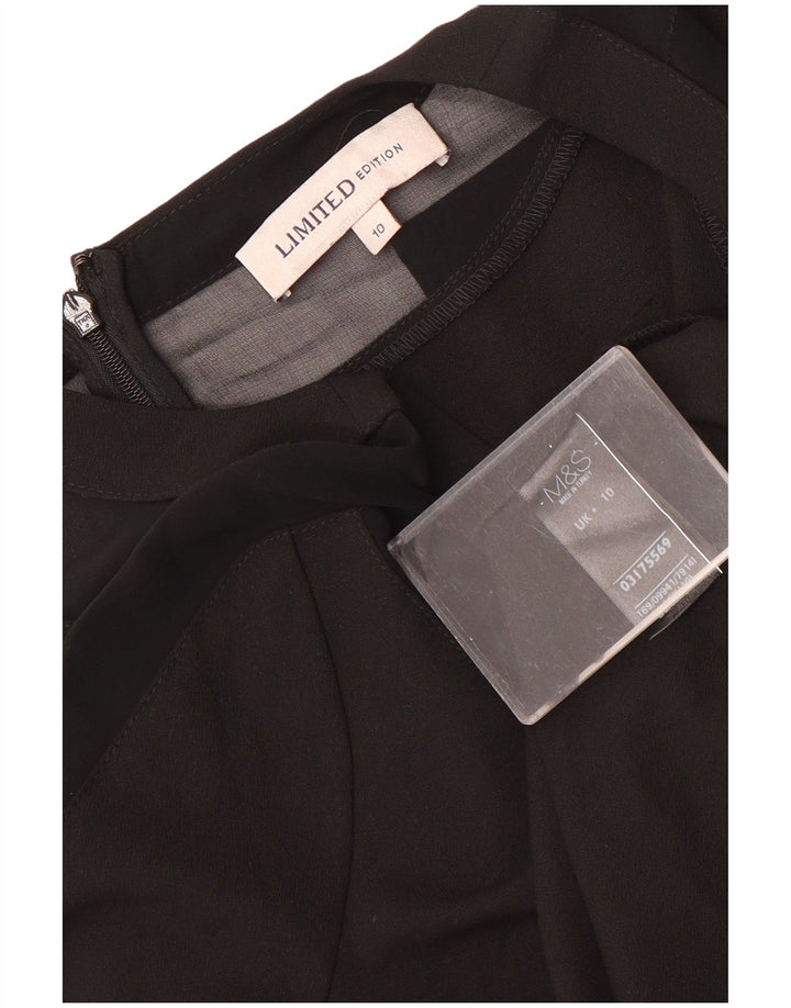 Marks & Spencer Womens 3/4 Sleeve Shift Dress UK 10 Small Black Polyester