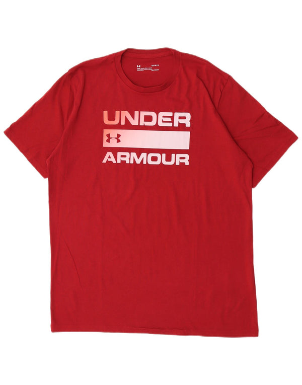 Under Armour Mens Heat Gear Graphic T-Shirt Top Large Burgundy Cotton