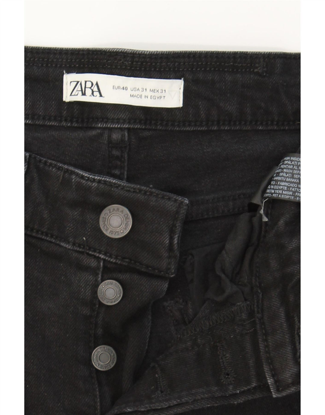 ZARA Womens Distressed Slim Jeans EU 40 Medium W30 L29 Black Cotton Vintage Zara and Second-Hand Zara from Messina Hembry 