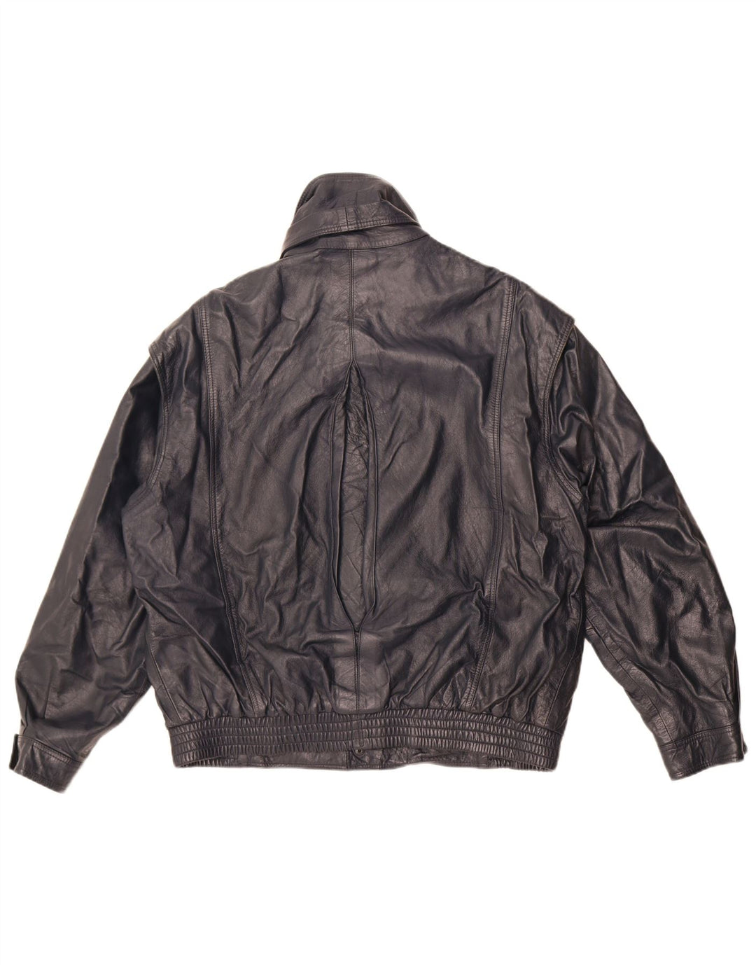 Sterling Mens Leather Jacket UK 40 Large Navy Blue Leather