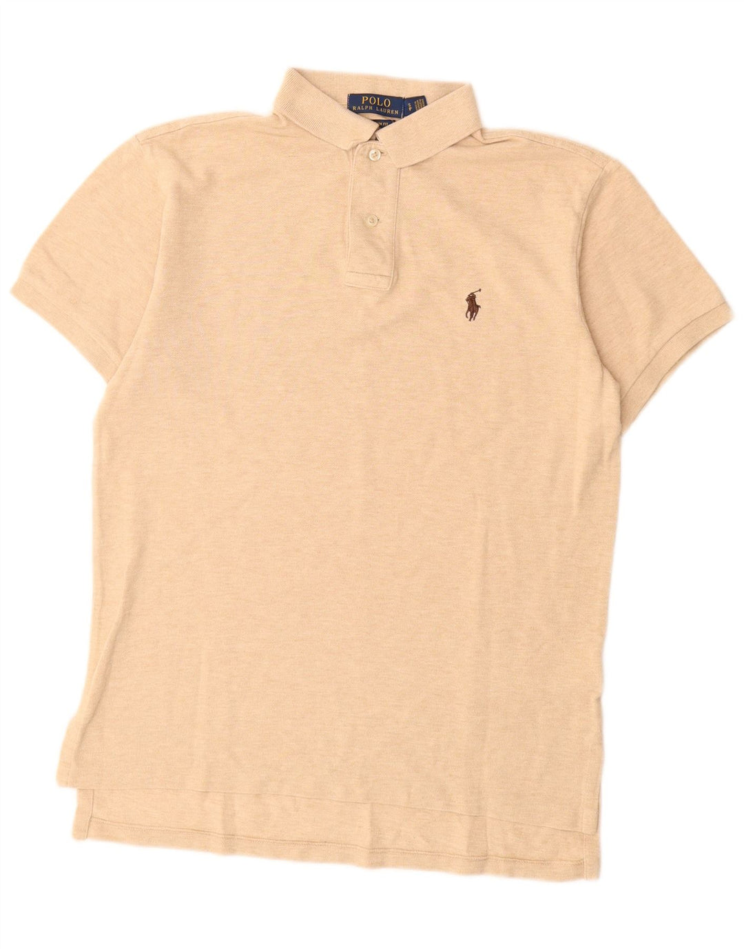 POLO RALPH LAUREN Mens Custom Fit Polo Shirt Small Beige Cotton