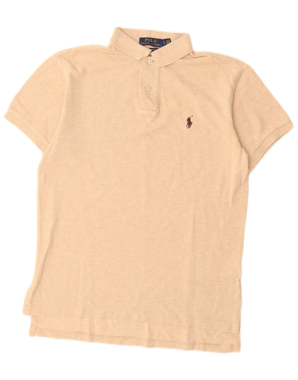POLO RALPH LAUREN Mens Custom Fit Polo Shirt Small Beige Cotton