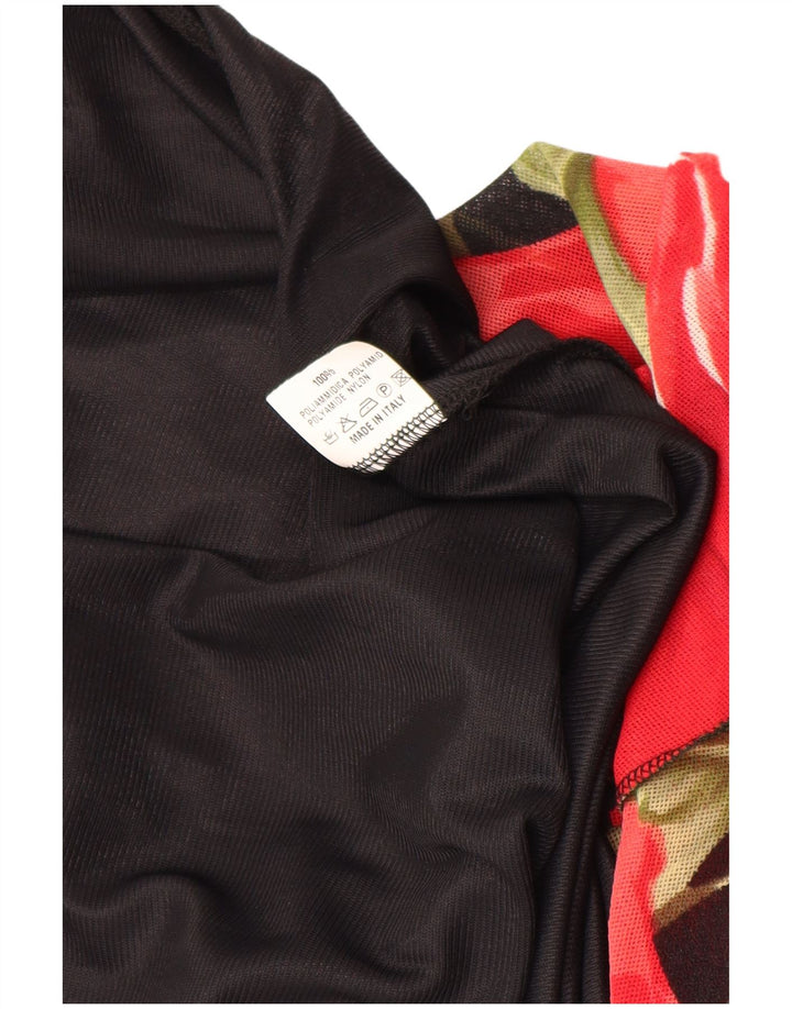 VINTAGE Womens Sleeveless Maxi Dress UK 12 Medium Black Floral Polyamide