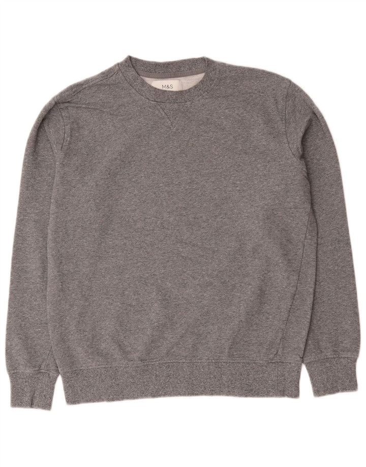 Marks & Spencer Mens Sweatshirt Jumper Medium Grey Flecked Cotton