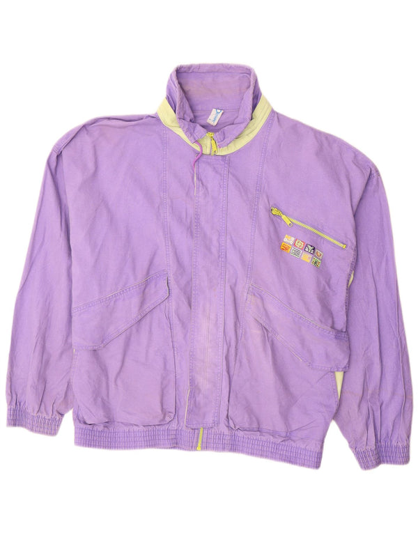 Vintage Mens Bomber Jacket UK 40 Large Purple Cotton