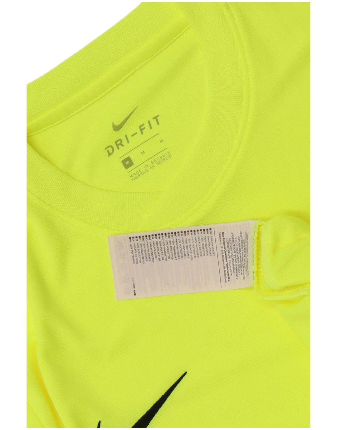 Nike Mens Dri Fit T-Shirt Top Medium Yellow Polyester