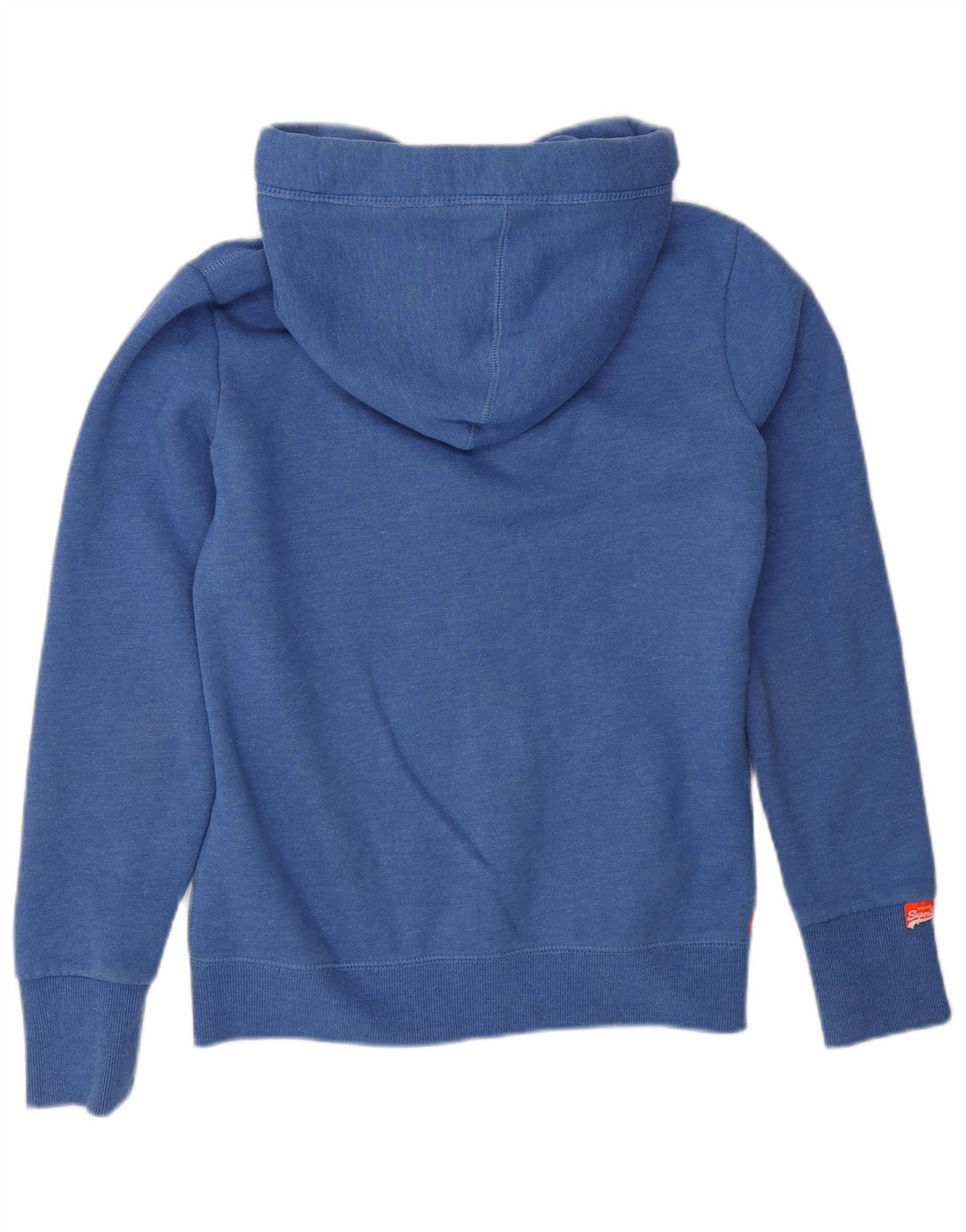 SUPERDRY Womens Zip Hoodie Sweater UK 10 Small Blue Cotton