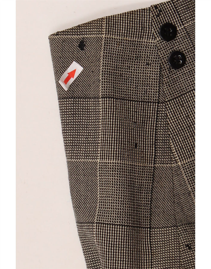 Jaeger Womens Crop 1 Button Blazer Jacket UK 10 Small Grey Check Cotton