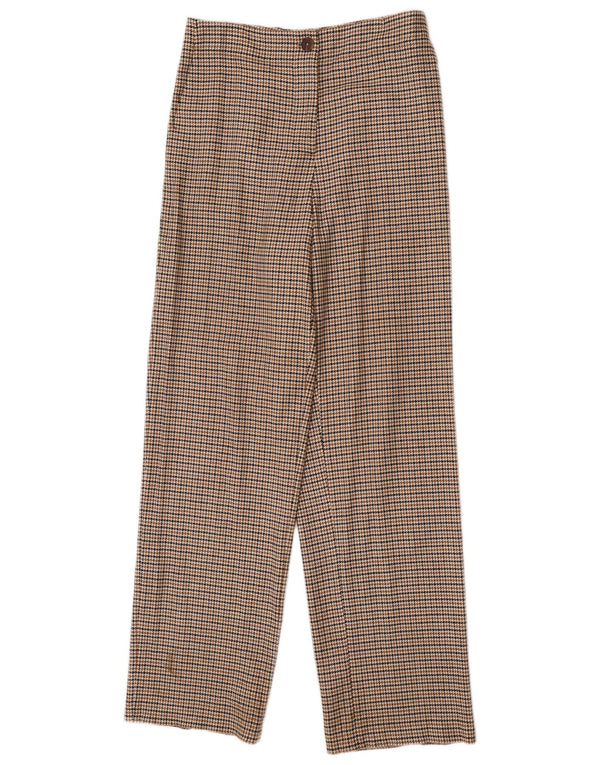 Massimo Dutti Womens Chino Trousers EU 42 Large W32 L32 Brown Houndstooth