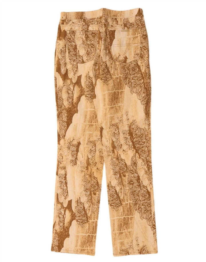 Trussardi Womens Abstract Pattern Straight Casual Trousers W32 L33 Beige