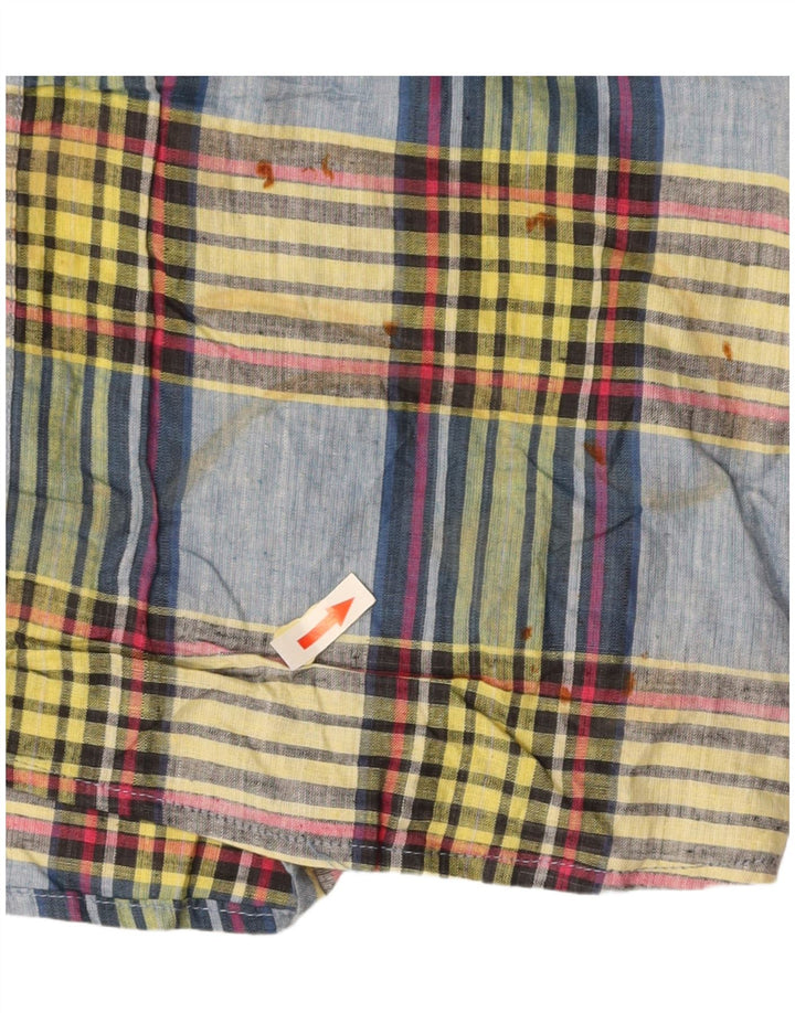 BASIC Mens Short Sleeve Shirt Medium Multicoloured Check Cotton