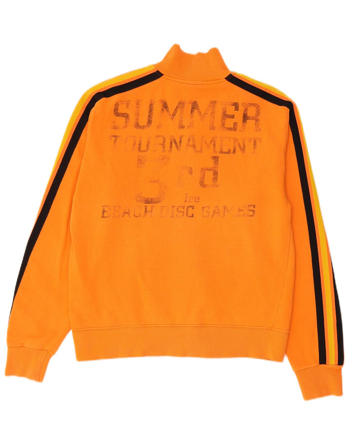 Lee Womens Graphic Tracksuit Top Jacket UK 14 Medium Orange Colourblock