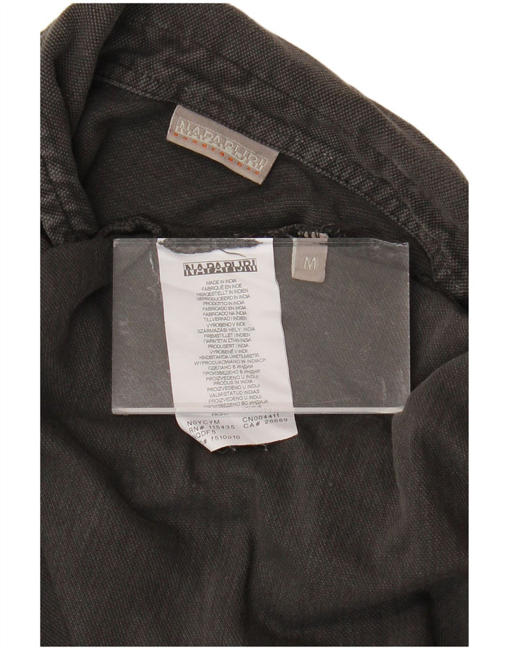 NAPAPIJRI Mens Long Sleeve Polo Shirt Medium Grey Cotton