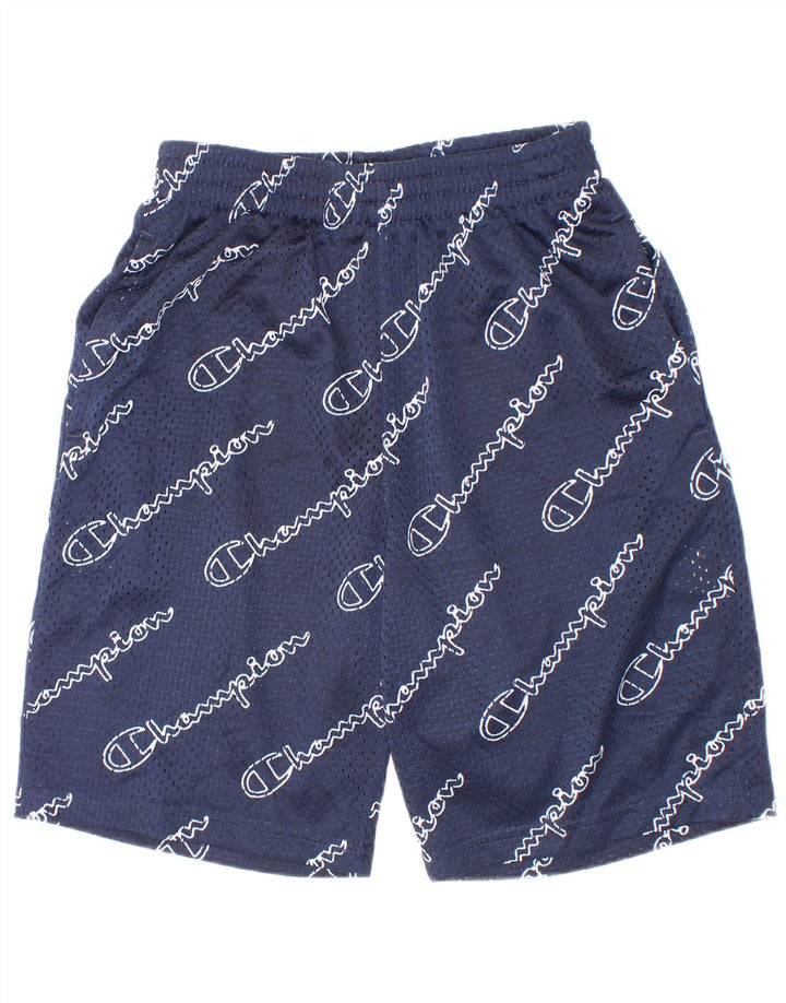 Champion Boys Graphic Sport Shorts 9-10 Years Medium Navy Blue Polyester