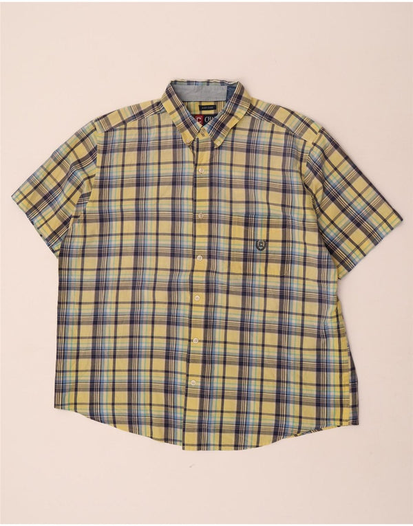 Chaps Mens Short Sleeve Shirt XL Yellow Check Cotton