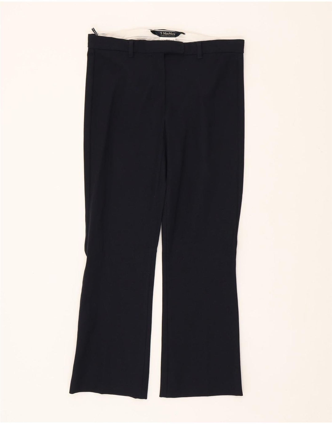 MAX MARA Womens Bootcut Suit Trousers UK 4 XS W26 L25  Navy Blue Cotton