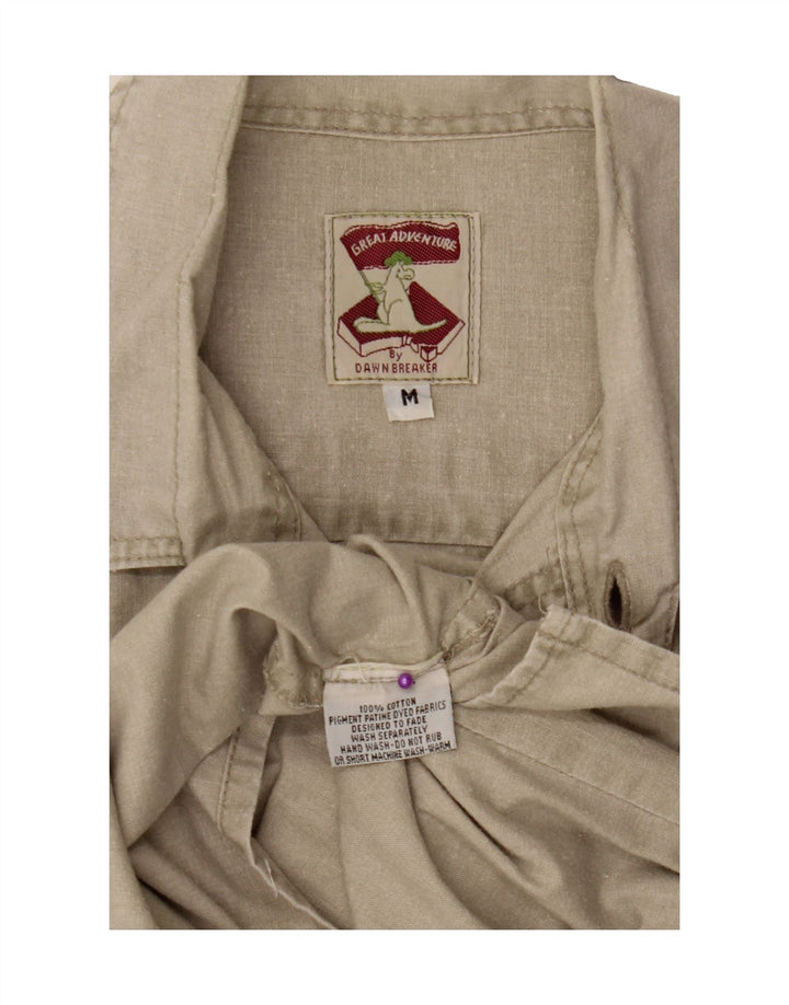 VINTAGE Mens Short Sleeve Shirt Medium Beige Cotton Vintage Vintage and Second-Hand Vintage from Messina Hembry 
