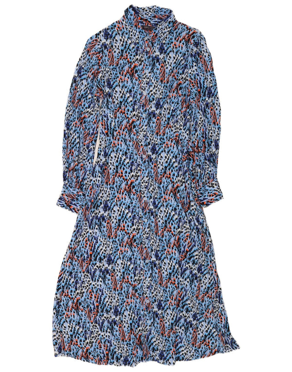 Marks & Spencer Womens Long Sleeve Shirt Dress UK 12 Medium Blue