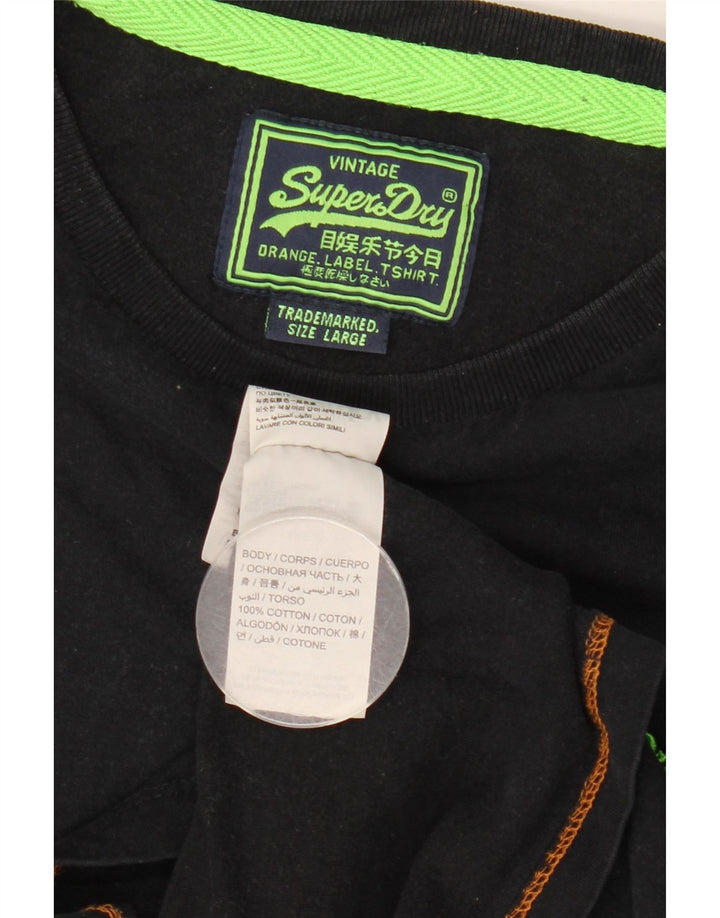 Superdry Mens T-Shirt Top Large Black Cotton