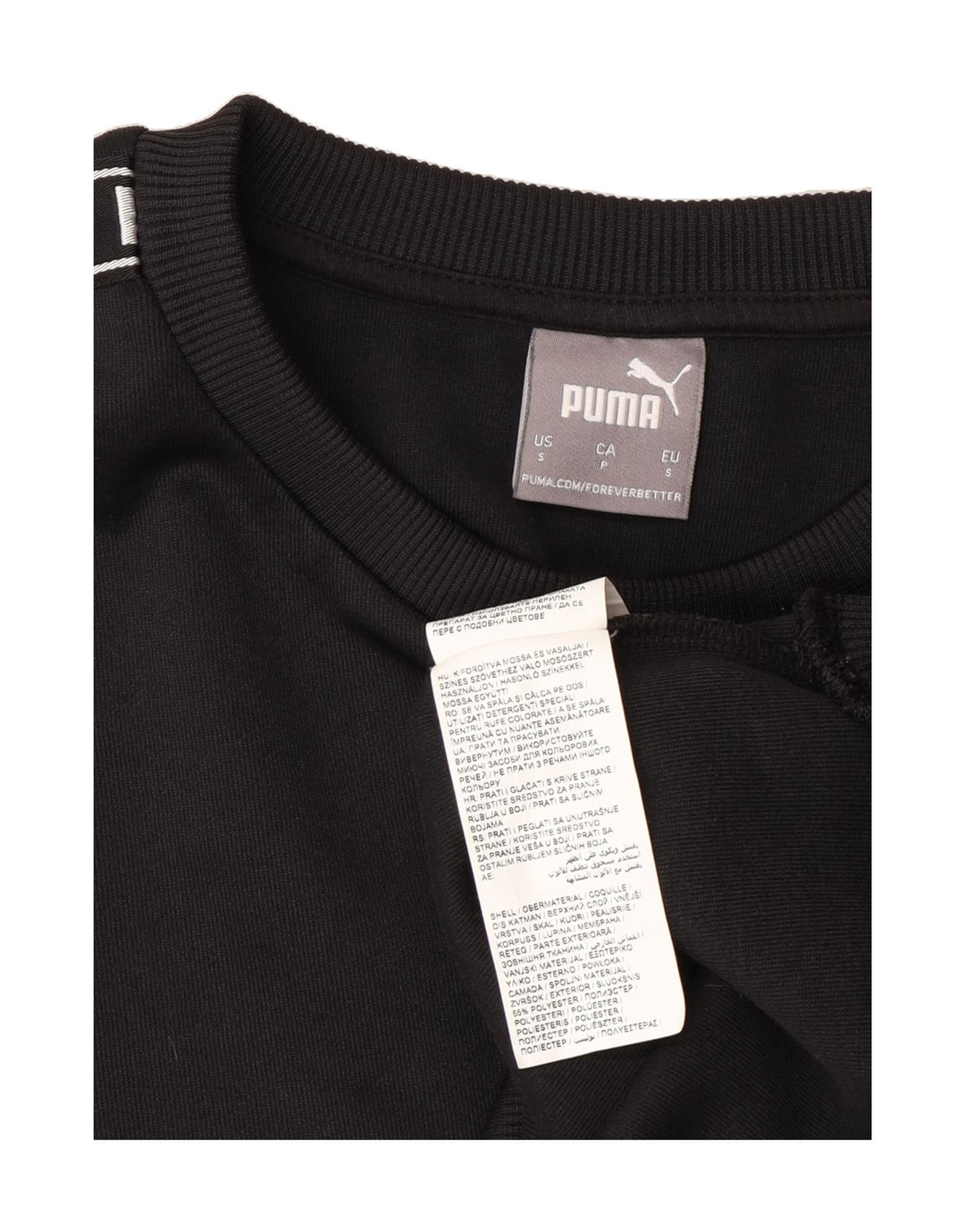 PUMA Mens Graphic Sweatshirt Jumper Small Black Polyester Vintage Puma and Second-Hand Puma from Messina Hembry 