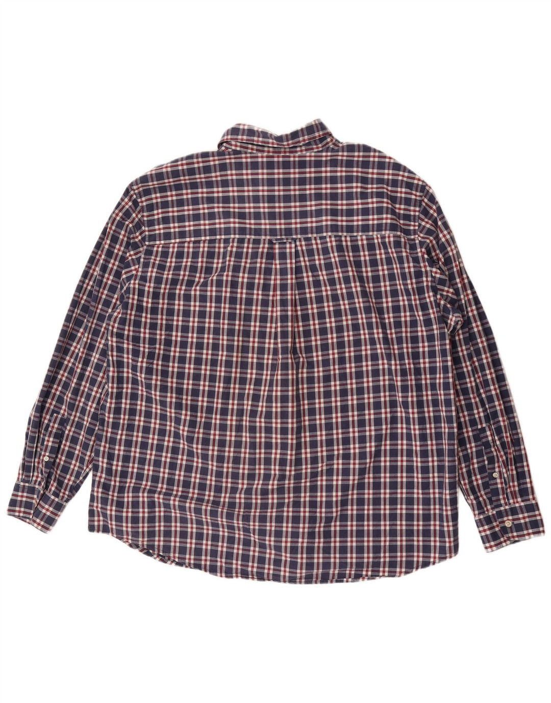Chaps Mens Easy Care Shirt 2XL Navy Blue Check Cotton