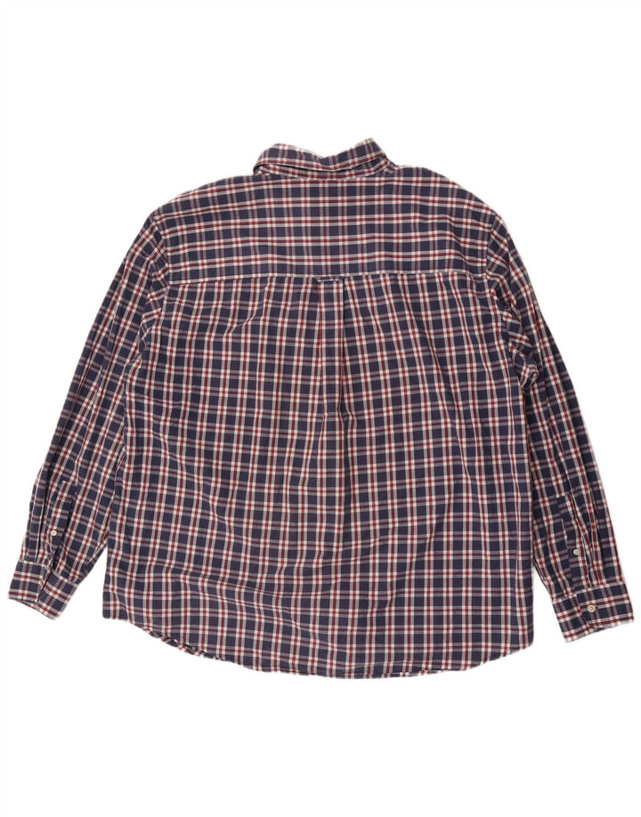 Chaps Mens Easy Care Shirt 2XL Navy Blue Check Cotton