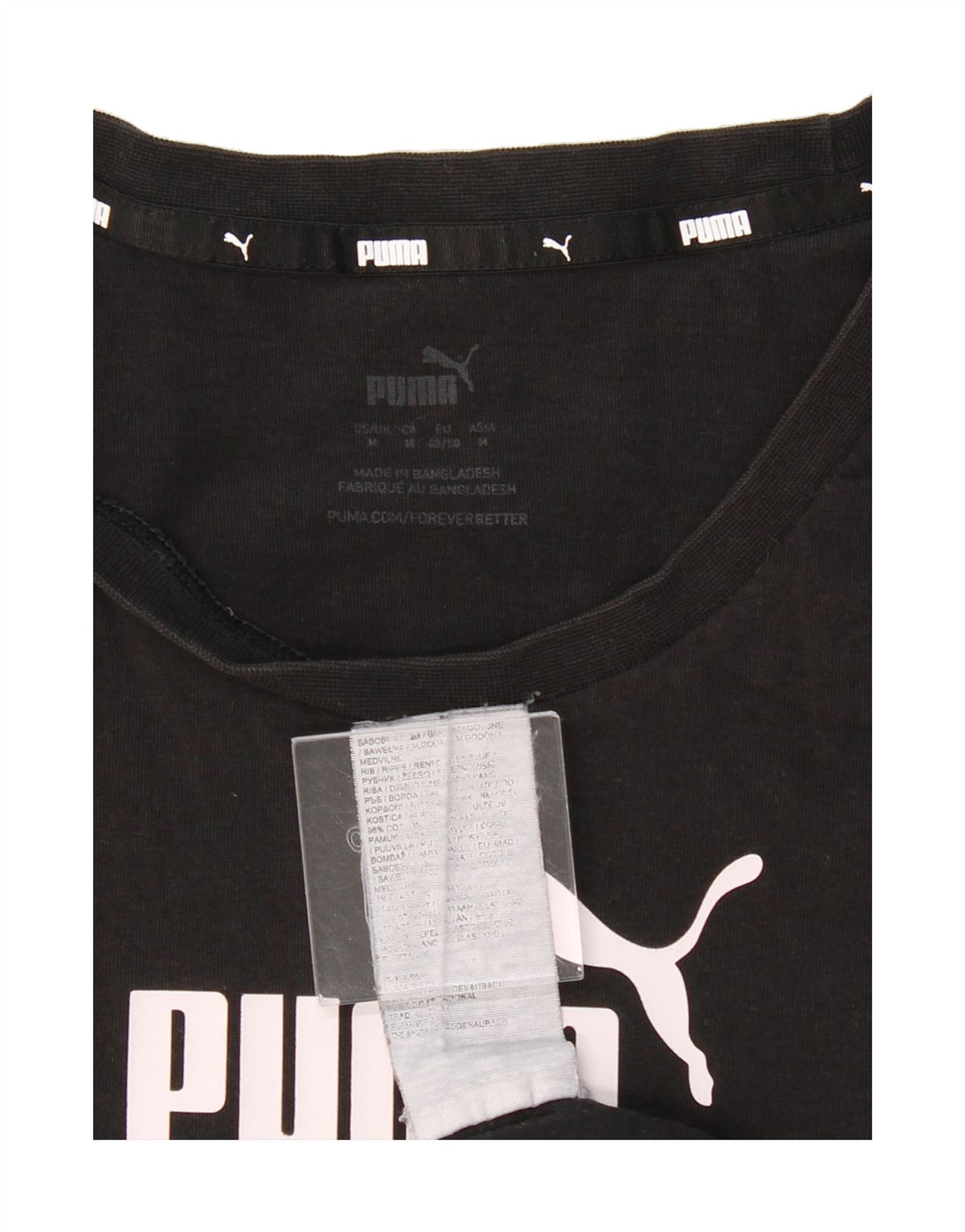 PUMA Mens Graphic T-Shirt Top Medium Black Cotton Vintage Puma and Second-Hand Puma from Messina Hembry 