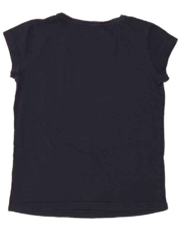 MUSTANG Womens Graphic T-Shirt Top UK 10 Small Navy Blue Cotton