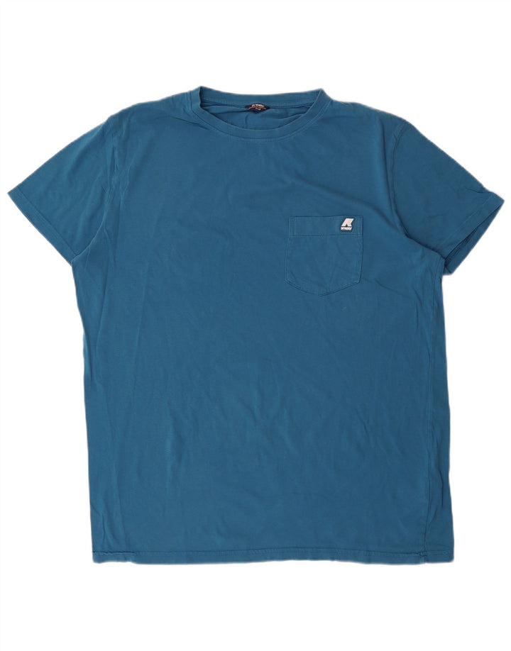 K-WAY Mens T-Shirt Top XL Blue Cotton