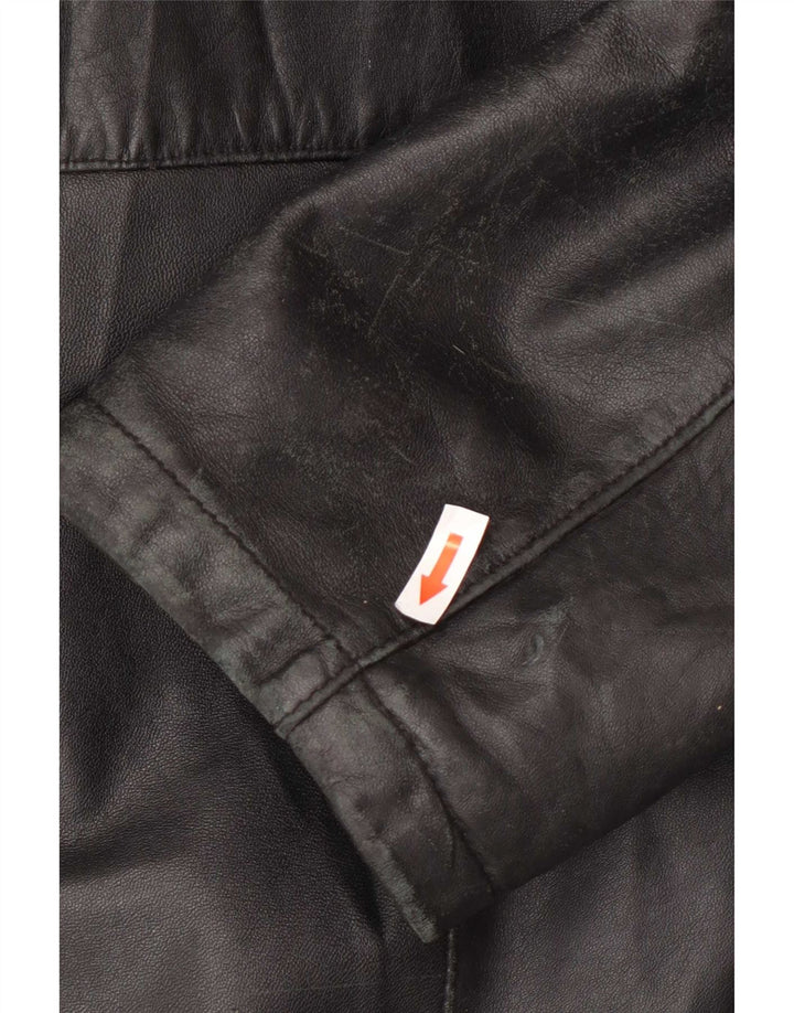 Kiros Womens Hooded Oversized Leather Coat IT 48 XL Black