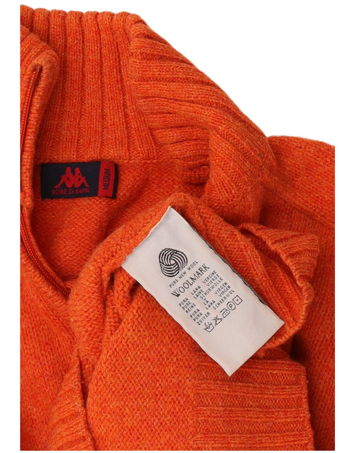 Kappa Mens Zip Neck Jumper Sweater Medium Orange Virgin Wool