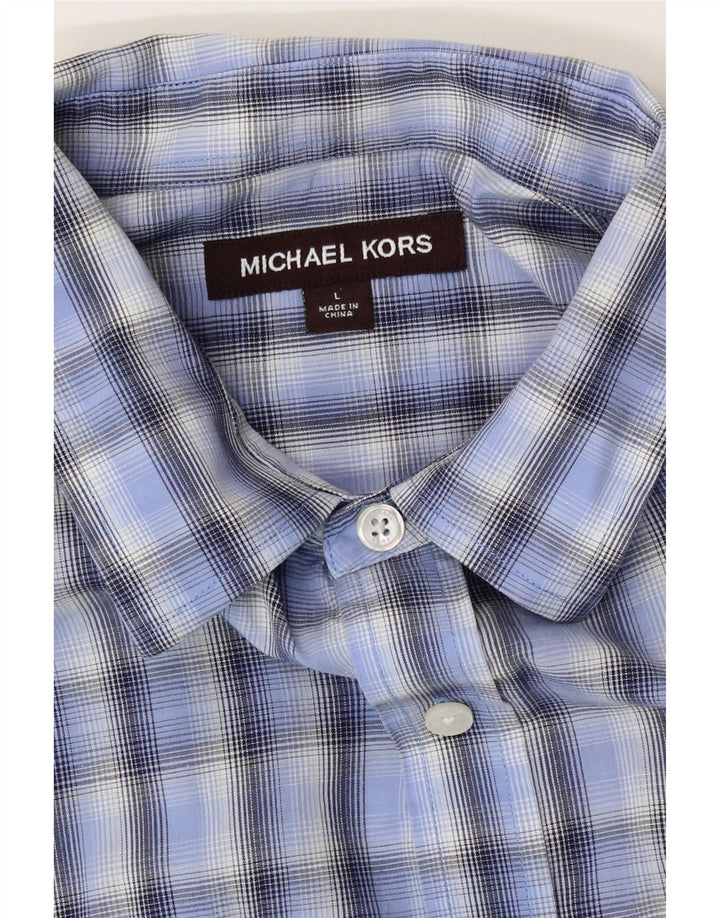 MICHAEL KORS Mens Shirt Large Blue Check Cotton Vintage Michael Kors and Second-Hand Michael Kors from Messina Hembry 