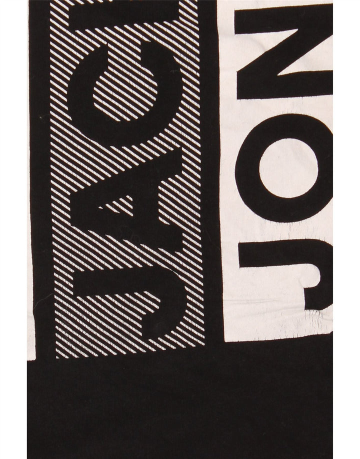 Jack & Jones Mens Graphic T-Shirt Top Large Black Cotton