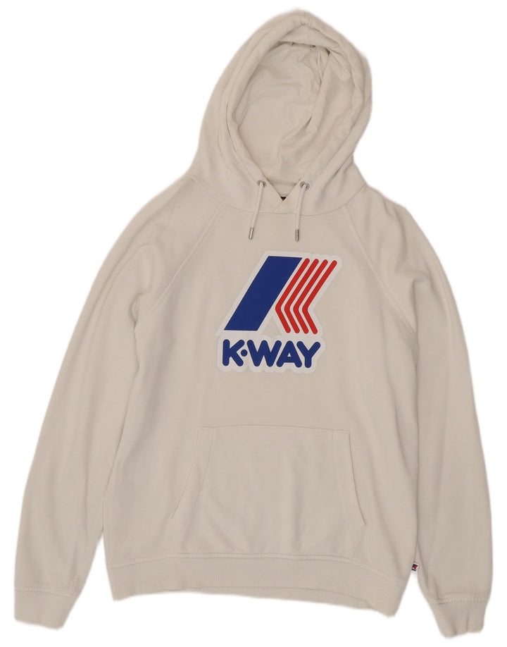 K-Way Mens Graphic Hoodie Jumper Medium White