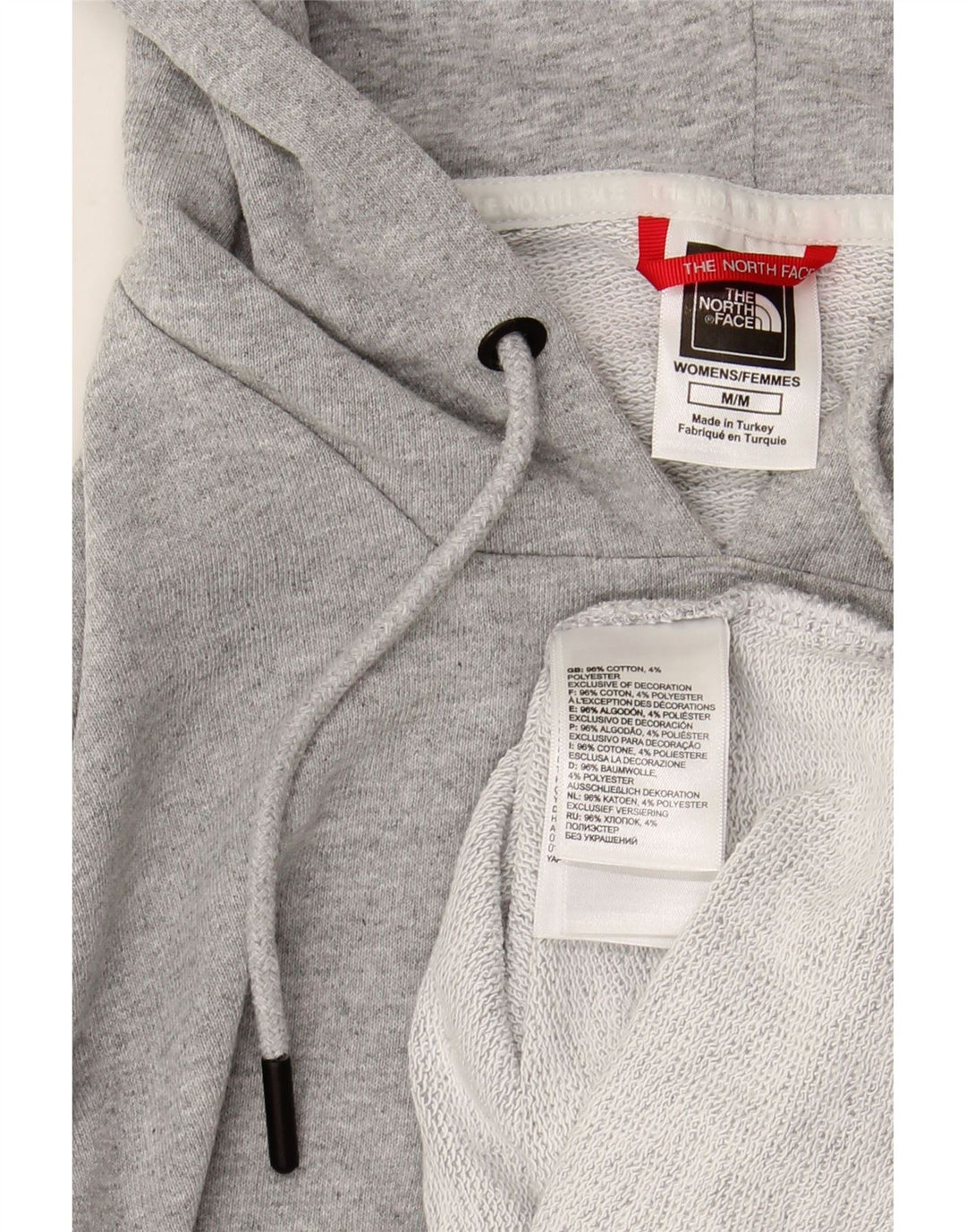 THE NORTH FACE Womens Crop Graphic Hoodie Jumper UK 14 Medium Grey Cotton