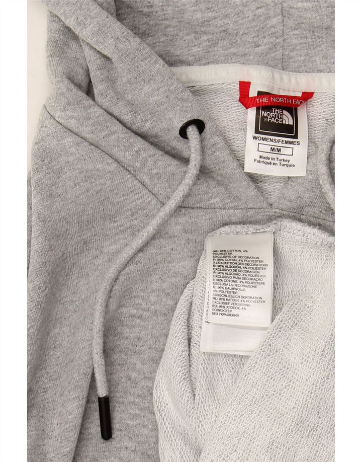 THE NORTH FACE Womens Crop Graphic Hoodie Jumper UK 14 Medium Grey Cotton