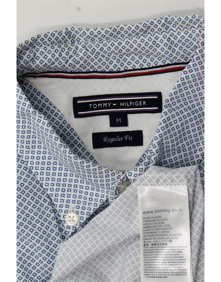TOMMY HILFIGER Mens Regular Fit Shirt Medium Blue Spotted Cotton