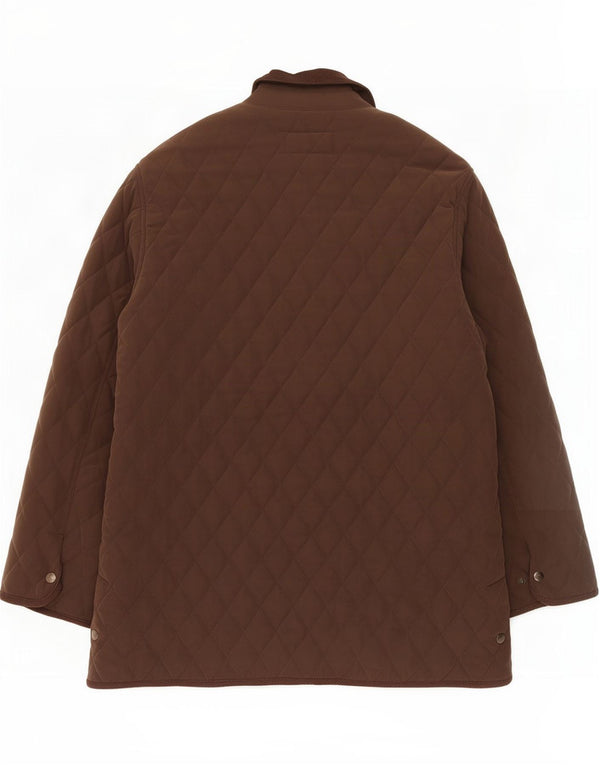 Vintage Mens Quilted Windbreaker Coat UK 46 3XL Brown Polyester