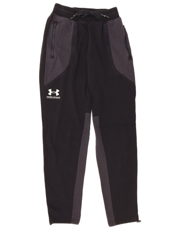 UNDER ARMOUR Mens Tracksuit Trousers Small  Black Colourblock Cotton
