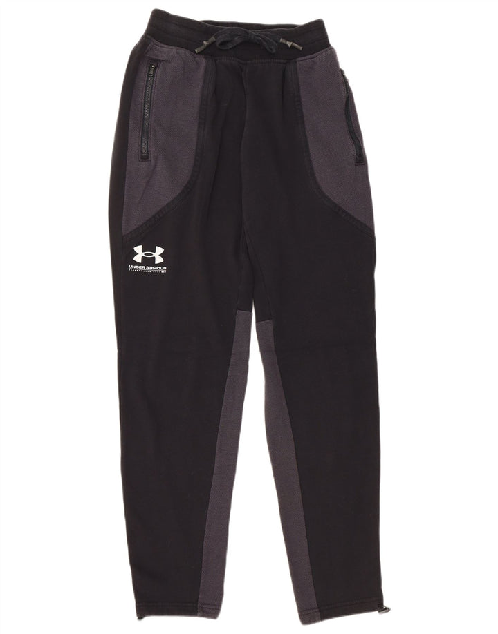 UNDER ARMOUR Mens Tracksuit Trousers Small  Black Colourblock Cotton