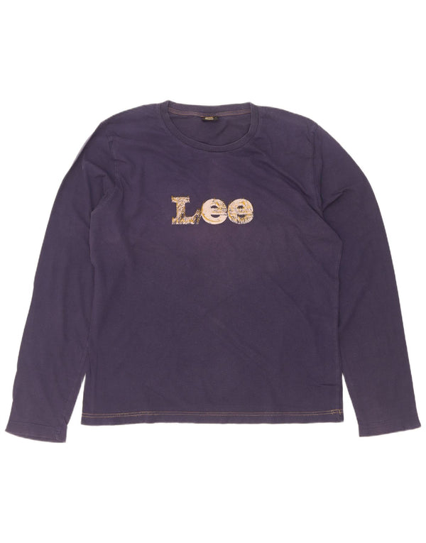 Lee Mens Graphic Top Long Sleeve Large Navy Blue Cotton