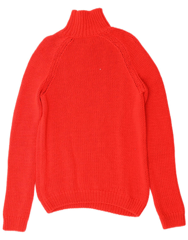 HUGO BOSS Womens Turtle Neck Jumper Sweater UK 16 Large Red Wool