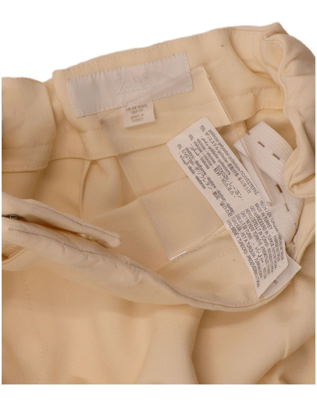 ZARA Girls High Waist Casual Trousers 13-14 Years W26 L28 Off White