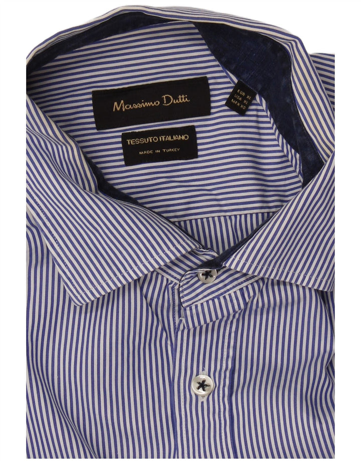 MASSIMO DUTTI Mens Shirt XL Blue Pinstripe