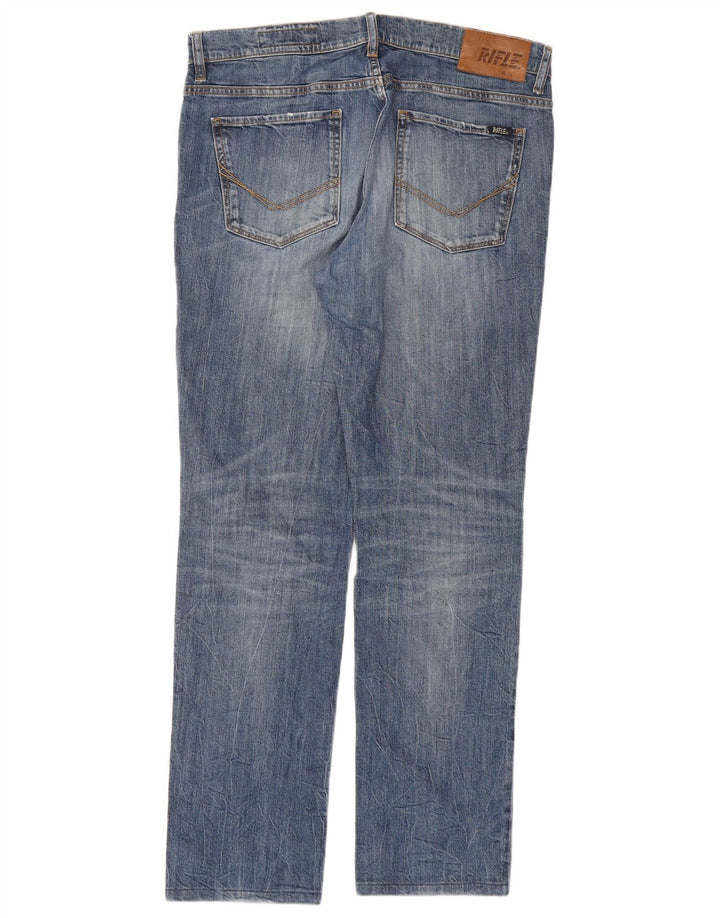RIFLE Mens Straight Jeans W34 L31 Blue Cotton
