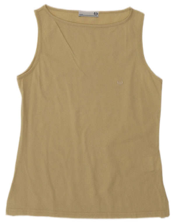 Sergio Tacchini Womens Milano Vest Top UK 12 Medium Beige Cotton