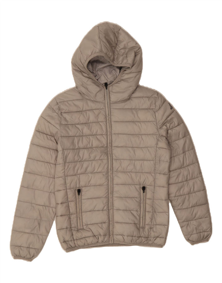 KAPPA Womens Hooded Padded Jacket UK 10 Small Grey Vintage Kappa and Second-Hand Kappa from Messina Hembry 