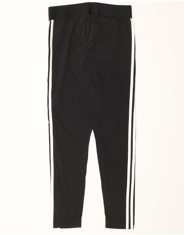 ADIDAS Womens Leggings UK 12/14 Medium  Black Cotton