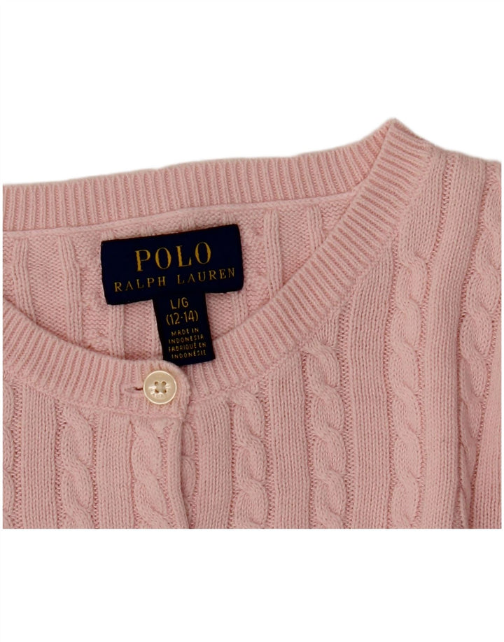 POLO RALPH LAUREN Girls Cardigan Sweater 12-13 Years Large Pink
