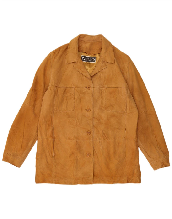 INTREND Womens Suede Jacket IT 44 Medium Beige Leather